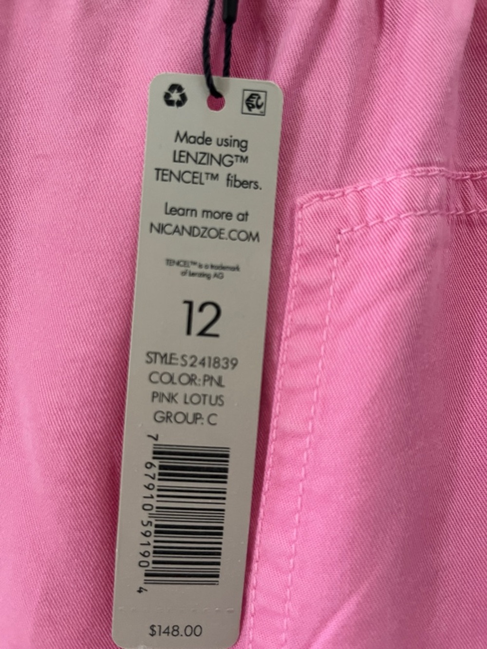 NWT- Nic + Zoe Pink Wide-Leg Pull-On Pants - Picture 2 of 5